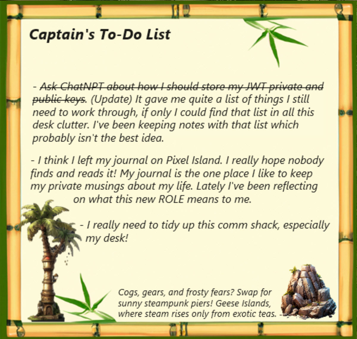 Captain's To-Do List